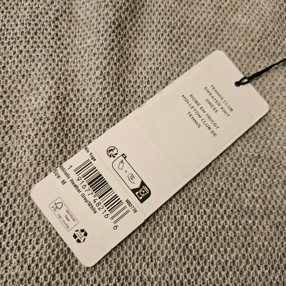 Alo Yoga Tennis Club Sweater Knit Dress Tank Heather Gray White Womens Medium - Picture 2 of 6